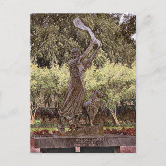 Savannahs Waving Girl Statue Painting Postkarte
