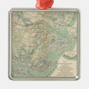 Savanne, GA und Nähe Silbernes Ornament