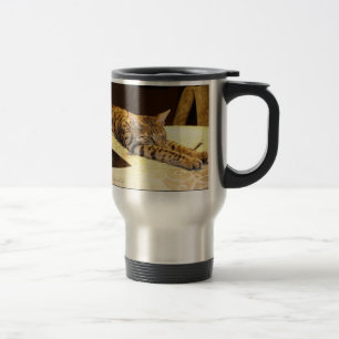Savanne-Katze, die Tasse weckt