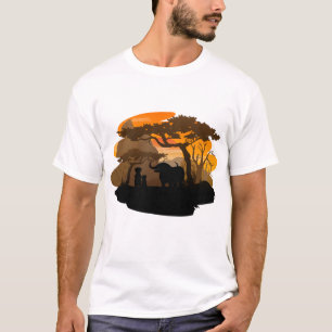 Savannenwald-Silhouette Minimalistische Naturkunst T-Shirt