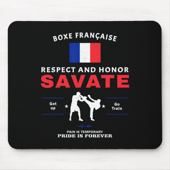 Savate Französisches Kickboxen Savate-Kämpfer Mousepad (Vorne)