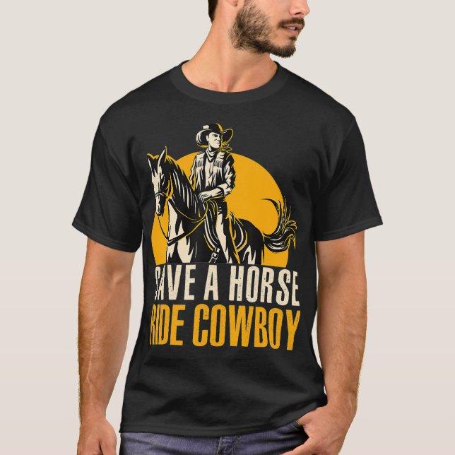 Save A Horse Ride Cowboy Funny Retro Design  T-Shirt (Vorderseite)