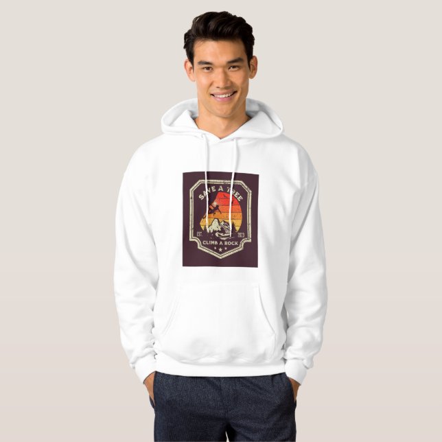 “Save a Tree – Climb a Rock” Hoodie (Vorne ganz)