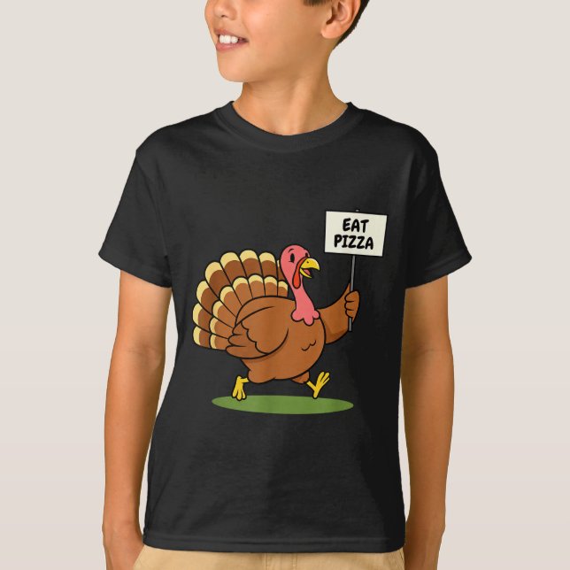 Save A Turkey, Eat Zza Funny Thanksgiving Design F T-Shirt (Vorderseite)