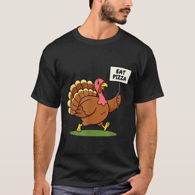 Save A Turkey, Eat Zza Funny Thanksgiving Design F T-Shirt (Vorderseite)