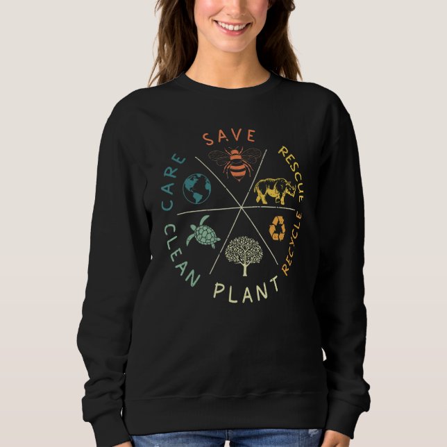 Save Bees Rescue Animals Recycle Plastic Earth Day Sweatshirt (Vorderseite)