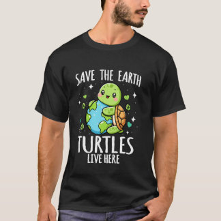 Save Earth Turtle Design  Funny Animal Earth Day T-Shirt