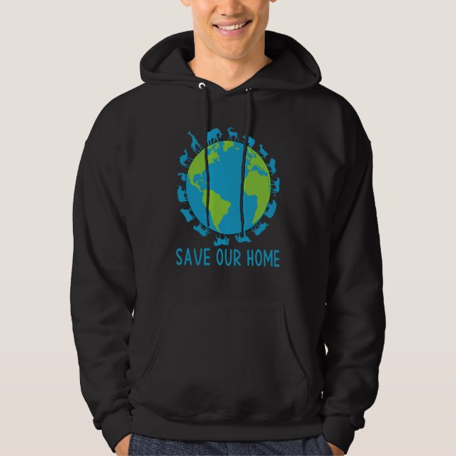 Save Our Home Animals Wildlife Conservation Earth  Hoodie (Vorderseite)