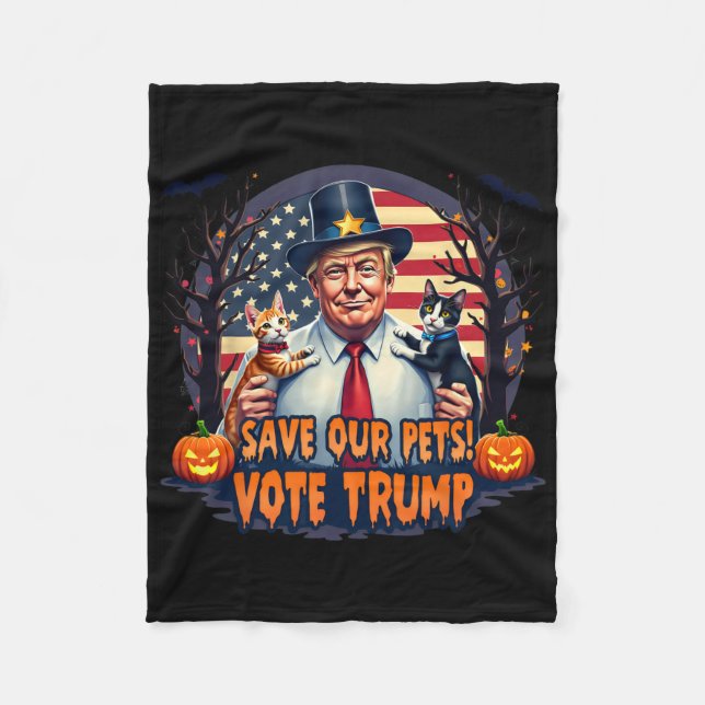Save Our Pets Vote Trump Patriotic Cat Lovers Hall Fleecedecke (Vorderseite)
