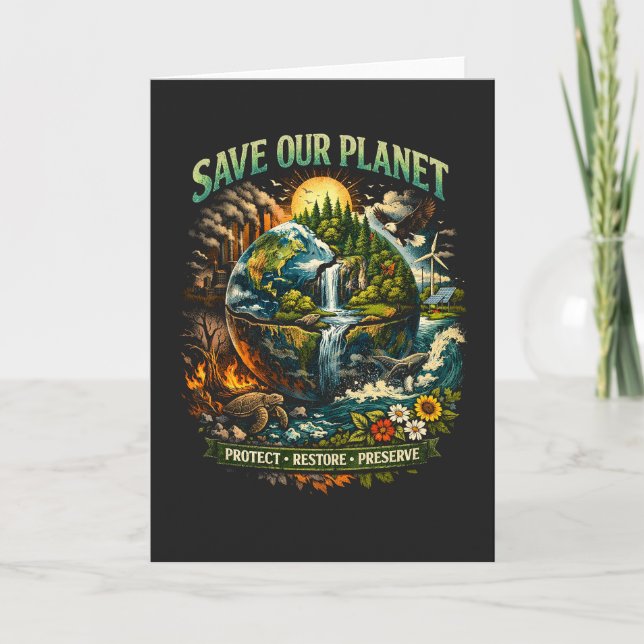 Save Our Planet Feiertagskarte (Vorderseite)