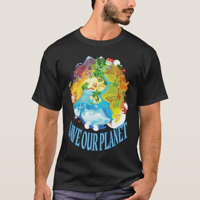Save Our Planet Sea Animal Ocean Saying T-Shirt (Vorderseite)