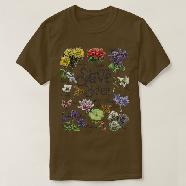 Save The Bees Flowers Honey Bee Decline Clipart  T-Shirt (Design vorne)