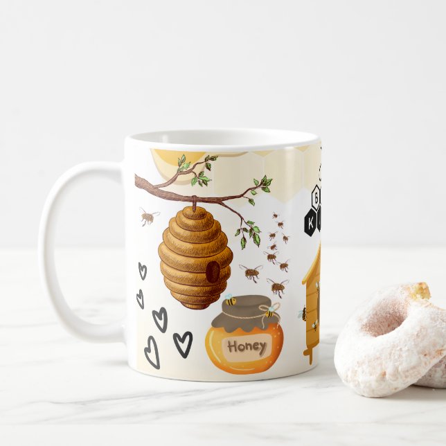 Save the Bees Inspirational Bee Honey Lover Gift  Kaffeetasse (Mit Donut)