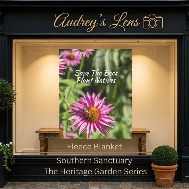 Save The Bees Plant Natives Floral Fleecedecke (Von Creator hochgeladen)