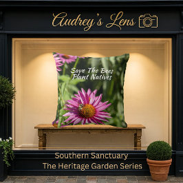 Save The Bees Plant Natives Floral Kissen