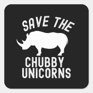 Save The Chubby Unicorns Quadratischer Aufkleber