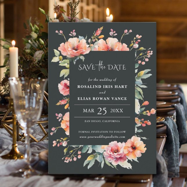 Save the Date (Rustic Sage Green Floral Monogram Save the Date)