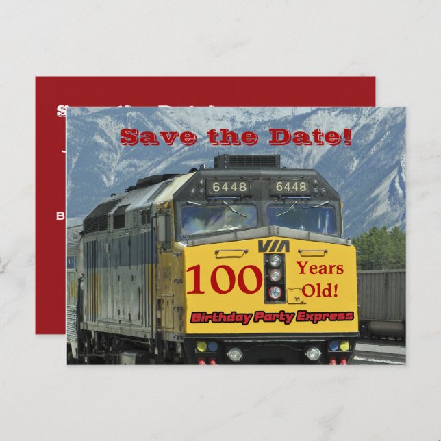 Save the Date 100. Geburtstagsfeier Postkarte (Vorne/Hinten)