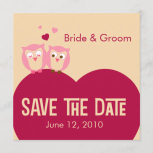 Save the Date 2 Eulen auf einem Herzen