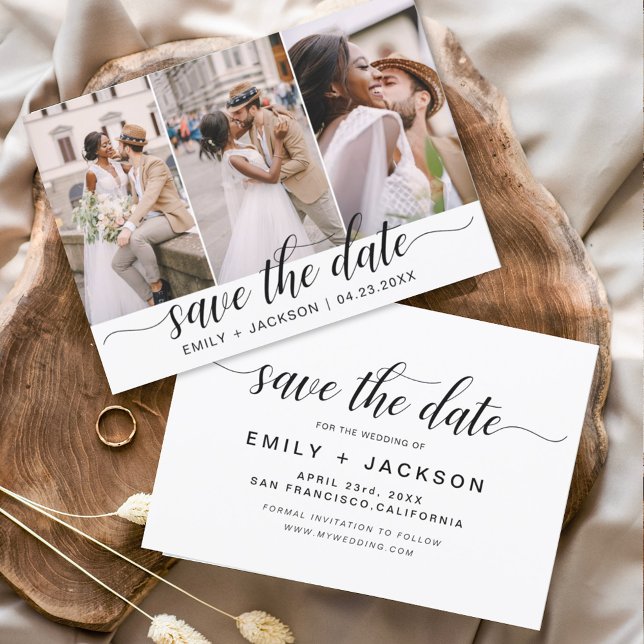 Save the Date 3 Foto Elegant Editable Modern (Von Creator hochgeladen)