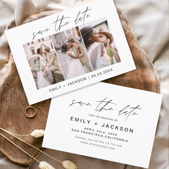 Save the Date 3 Foto Elegant Editable Modern (Von Creator hochgeladen)