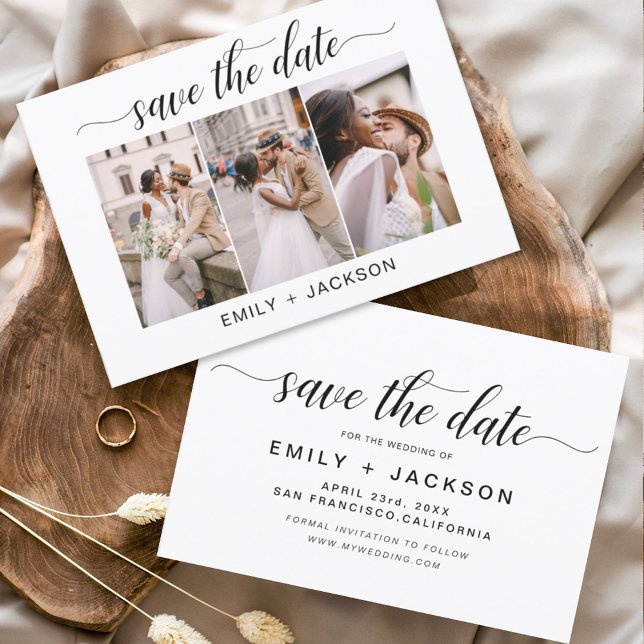 Save the Date 3 Foto Elegant Editable Modern (Von Creator hochgeladen)