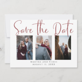 Save the Date 3 Foto Rose Gold Modern Script