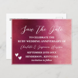 Save the Date 40. Ruby Wedding Jubiläum Postkarte
