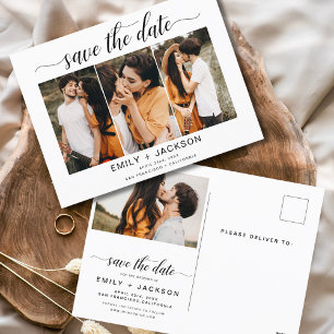 Save the Date 4 Foto Elegant Editable Modern Postkarte