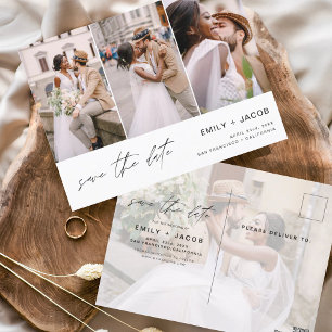 Save the Date 4 Foto Elegant Editable Modern Postkarte