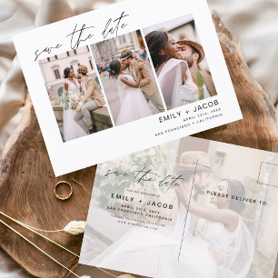 Save the Date 4 Foto Elegant Editable Postkarte