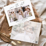 Save the Date 4 Foto Elegant Klasse Moderne Postkarte<br><div class="desc">Modernes und elegantes Landschaftsbild Horizontal Vier (4) Foto Save the Date Hochzeitsmagnet mit handgeschriebener Schriftzeichen. Der Save the Date einladende Magnet beinhaltet Skripttypografie und schick und schlichtes Design,  mit dem Sie Ihre individuelle Verlobung Fotografie hinzufügen können.</div>
