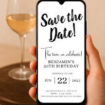 Save the Date 50 Geburtstag Telefoneinladung einzi