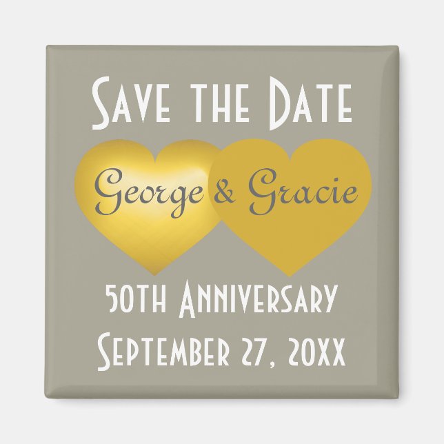 Save the Date 50 Jahre Goldherzen Magnet (Vorne)