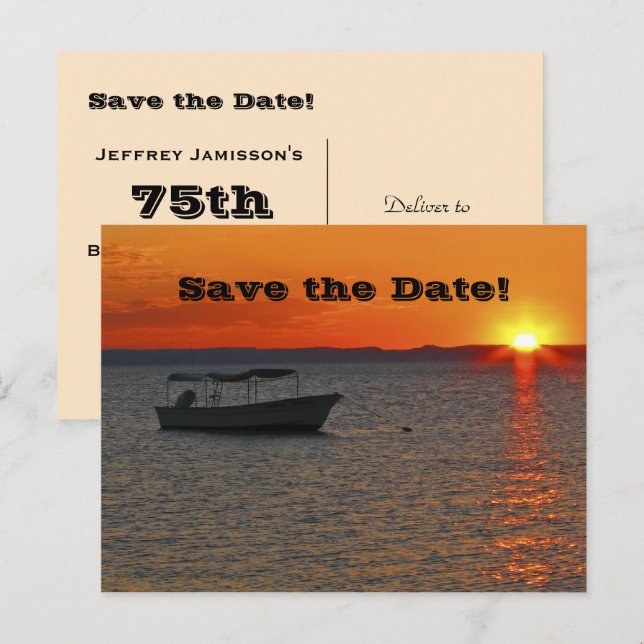 Save the Date 75. Geburtstagsfeier Postkarte (Vorne/Hinten)