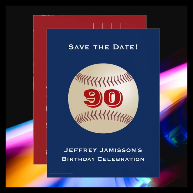 Save the Date 90. Geburtstag Baseball Postkarte (Von Creator hochgeladen)