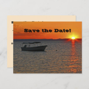 Save the Date 90. Geburtstagsparty, Fischerboot Ankündigungspostkarte
