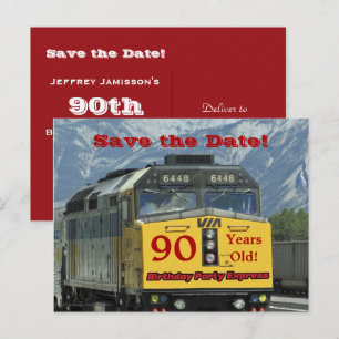 Save the Date 90. Geburtstagsparty Motor Postkarte