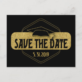 Save the Date Abschluss Modernes Schwarzes Gold Postkarte