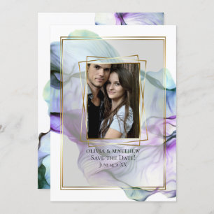 Save The Date Abstrakte Aquamarine Indizes Wirbe Einladung