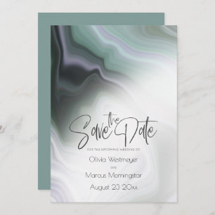 Save The Date Abstraktes Dusty Sage Pale Violet Einladung
