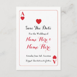 Save the Date Ace of Hearts Red Wedding Einladung
