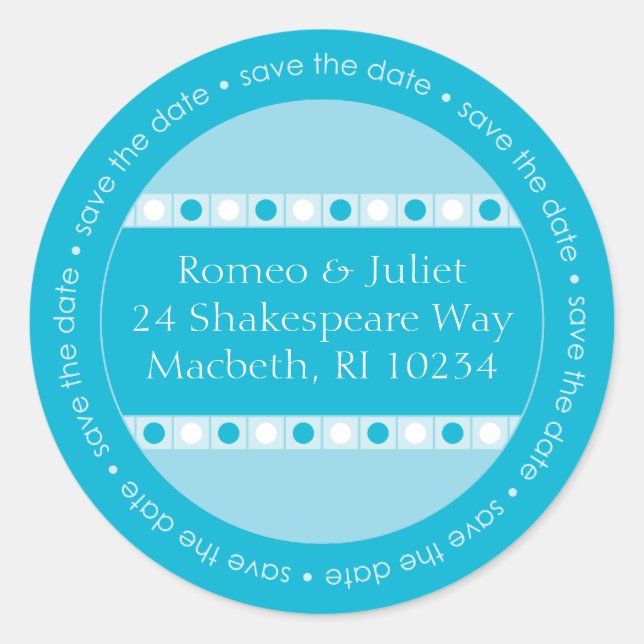 Save the Date-Adressetikett - Blues Runder Aufkleber (Vorderseite)