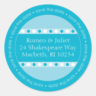 Save the Date-Adressetikett - Blues Runder Aufkleber
