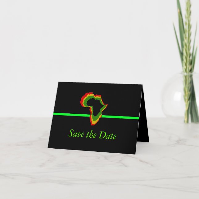 "Save the Date" Afrika mit Panafrikanischen Farben Einladung (Vorderseite)