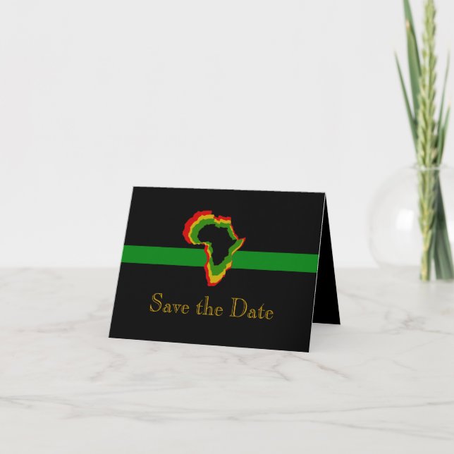 "Save the Date" Afrika mit Panafrikanischen Farben Einladung (Vorderseite)