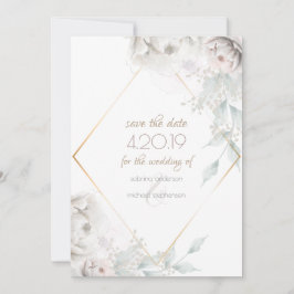 Save The Date | Alabaster White Watercolor Peoning