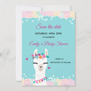 Save the Date Alpaca Lama Face