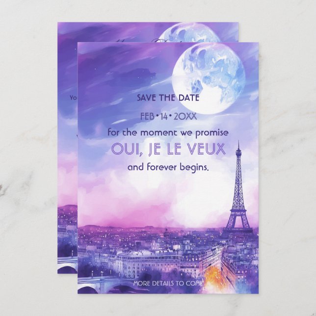 Save the Date Amour Éternel à la Paris (Vorne/Hinten)