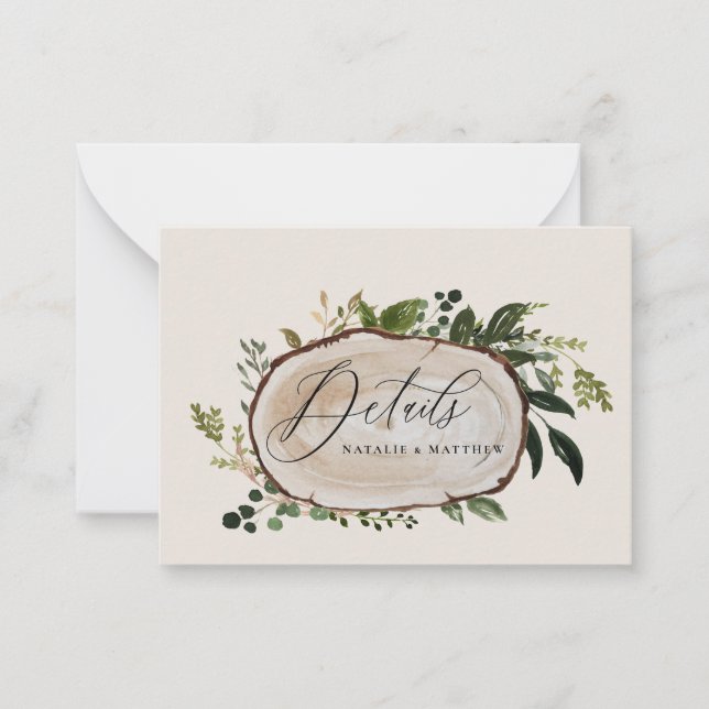 Save the Date Angaben zur Holzschliffzeit Mitteilungskarte (Vorderseite)